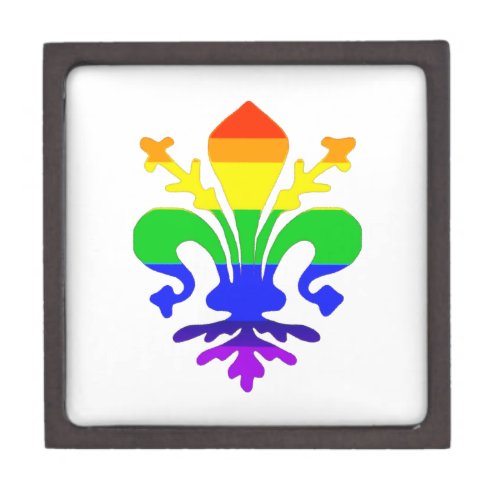 Stylized Rainbow Fleur de Lis Gift Box