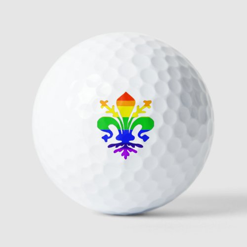 Stylized Rainbow Fleur de Lis Golf Balls