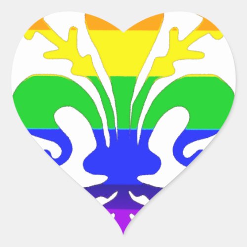 Stylized Rainbow Fleur de Lis Heart Sticker