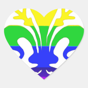 Stylized Rainbow Fleur de Lis Heart Sticker
