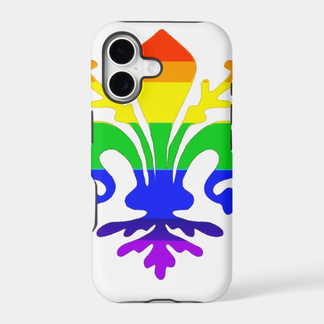 Stylized Rainbow Fleur de Lis Iphone Case (Back)