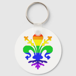 Stylized Rainbow Fleur de Lis Keychain