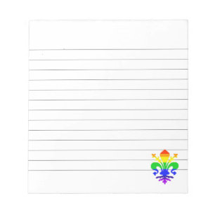 Stylized Rainbow Fleur de Lis Lined Notepad