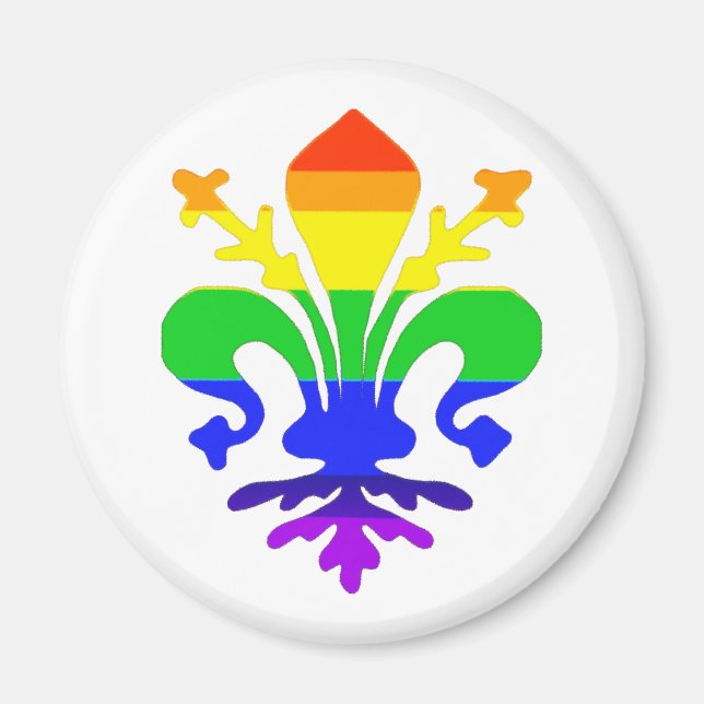 Stylized Rainbow Fleur de Lis Magnet (Front)