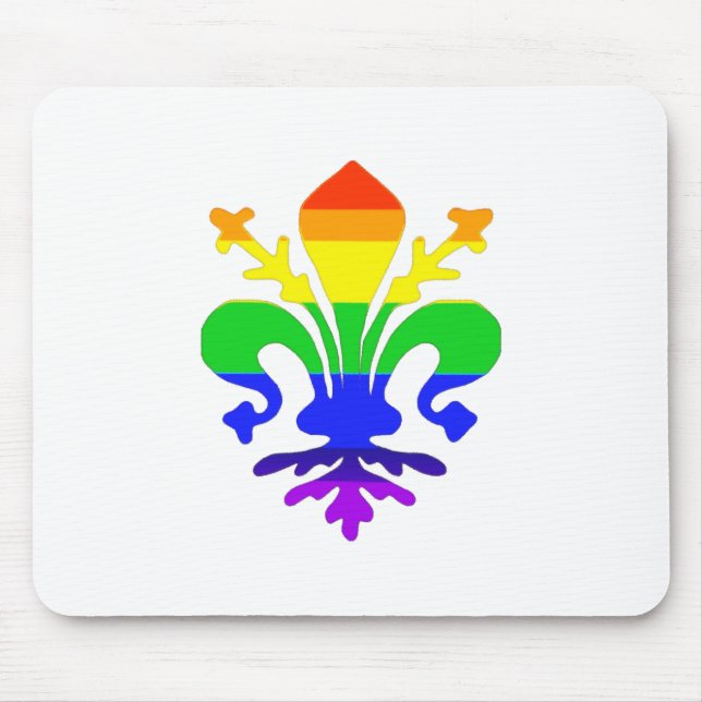 Stylized Rainbow Fleur de Lis Mouse Pad (Front)