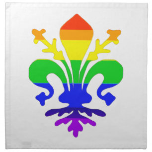 Stylized Rainbow Fleur de Lis Napkin