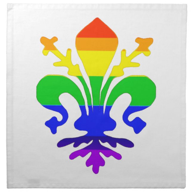 Stylized Rainbow Fleur de Lis Napkin (Front)
