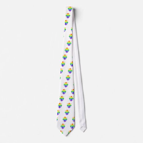 Stylized Rainbow Fleur de Lis Neck Tie