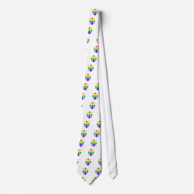 Stylized Rainbow Fleur de Lis Neck Tie (Front)