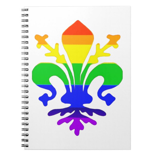 Stylized Rainbow Fleur de Lis Notebook (Front)