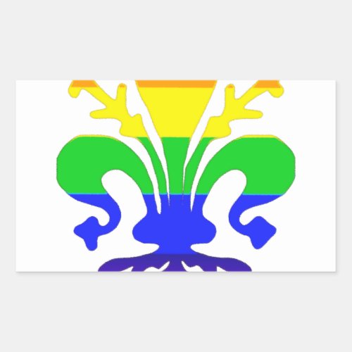 Stylized Rainbow Fleur de Lis Rectangular Sticker