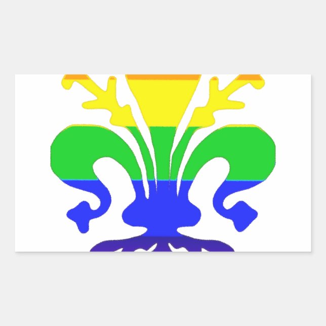 Stylized Rainbow Fleur de Lis Rectangular Sticker (Front)