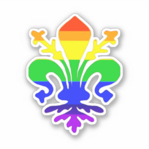 Stylized Rainbow Fleur de Lis Sticker