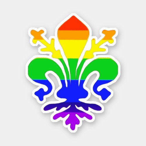 Stylized Rainbow Fleur de Lis Sticker
