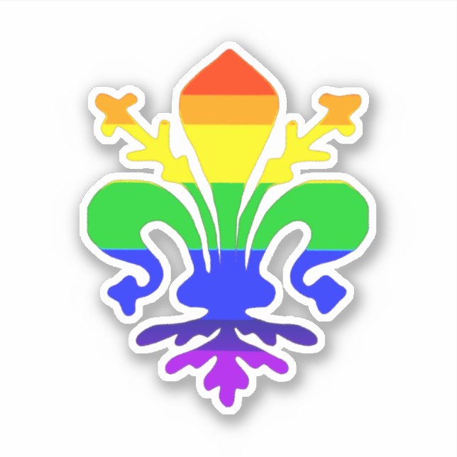 Stylized Rainbow Fleur de Lis Sticker (Front)