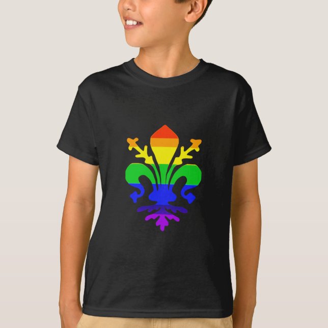 Stylized Rainbow Fleur de Lis T-Shirt (Front)
