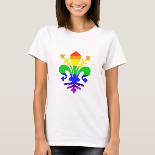 Stylized Rainbow Fleur de Lis T_Shirt