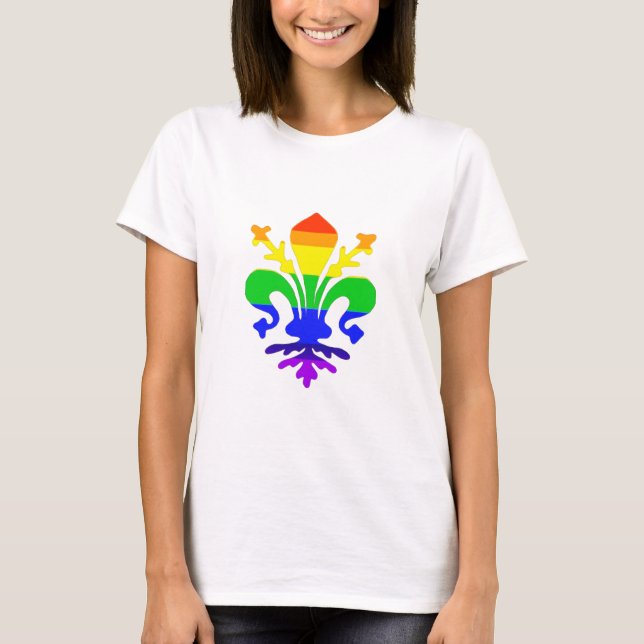 Stylized Rainbow Fleur de Lis T-Shirt (Front)