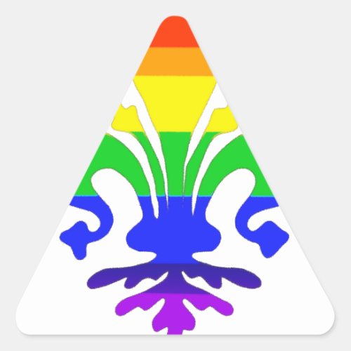 Stylized Rainbow Fleur de Lis Triangle Sticker