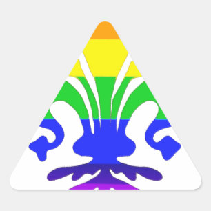 Stylized Rainbow Fleur de Lis Triangle Sticker