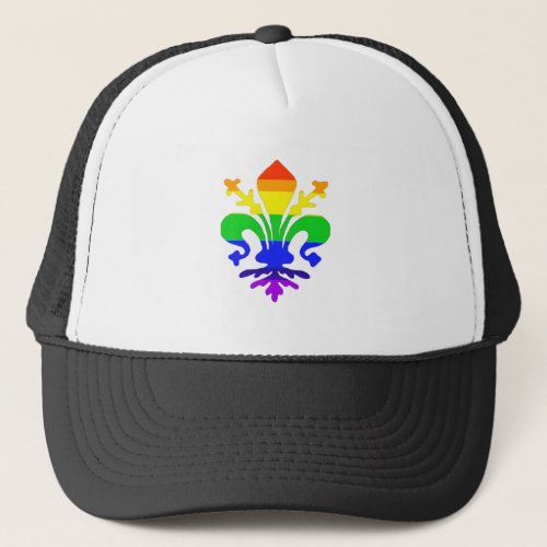 Stylized Rainbow Fleur de Lis Trucker Hat