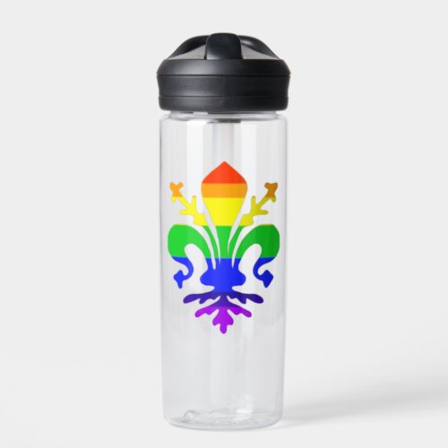 Stylized Rainbow Fleur de Lis Water Bottle