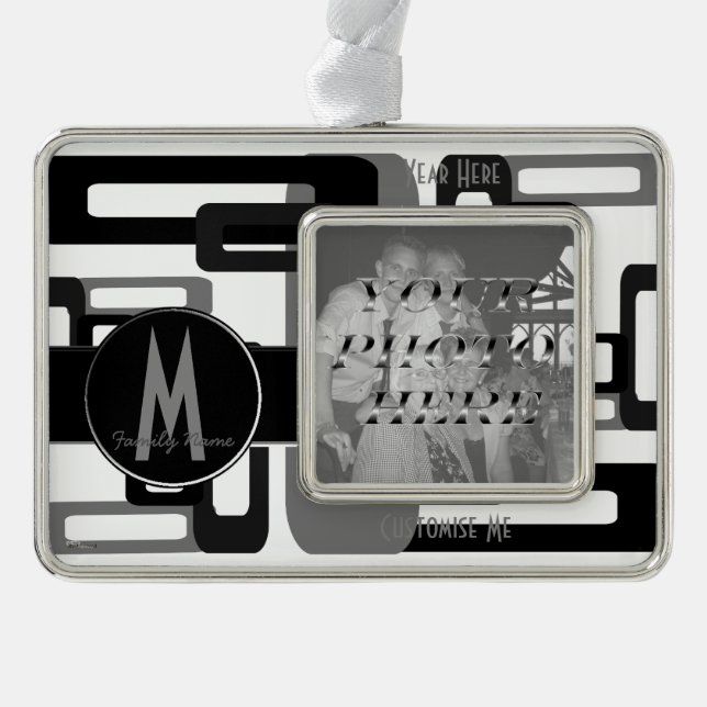 Stylized Rectangles Grey/Black Ornament (Front)