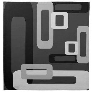 Stylized Rectangles Grey/Black/White Napkin