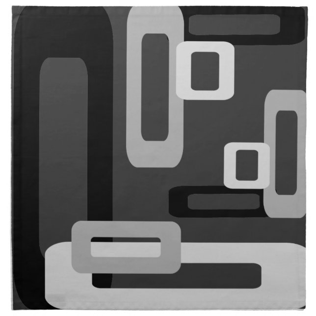 Stylized Rectangles Grey/Black/White Napkin (Front)