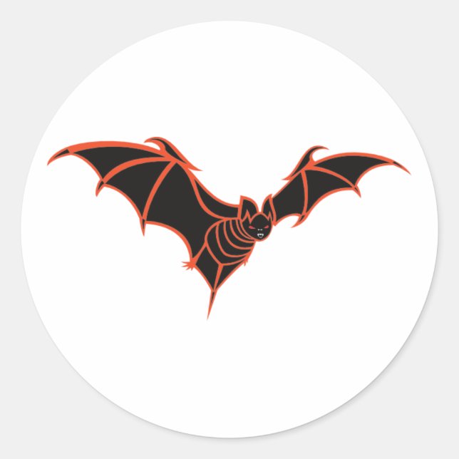 Stylized Red and Black Bat Classic Round Sticker (Front)