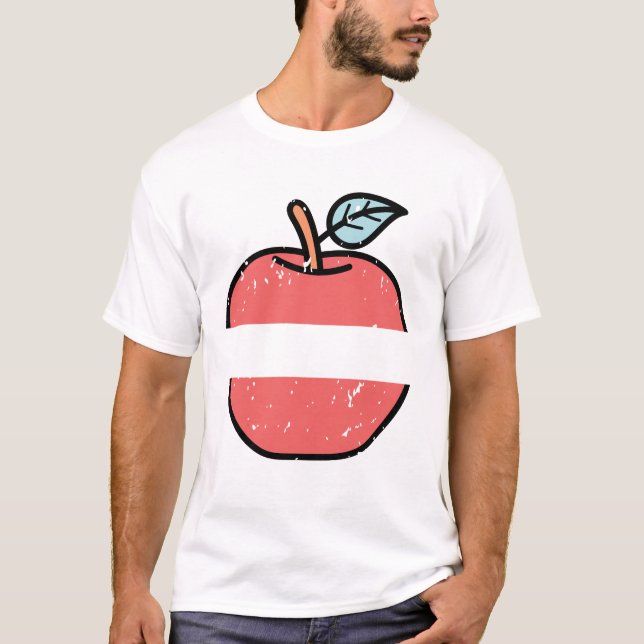 Stylized Red Apple Doodle Fun Graphic T-Shirt  (Front)