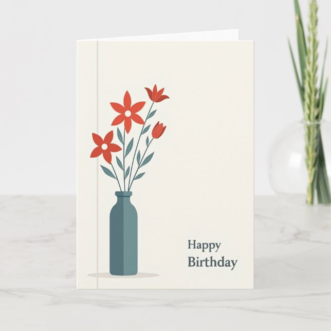 Stylized Red Birthday Card (Front)