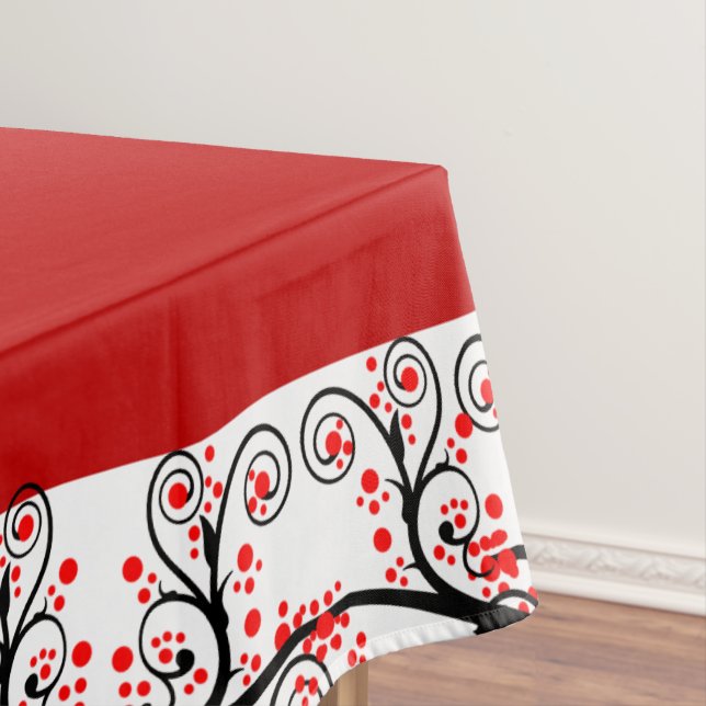 Stylized Red Blossoms Tablecloth (In Situ)