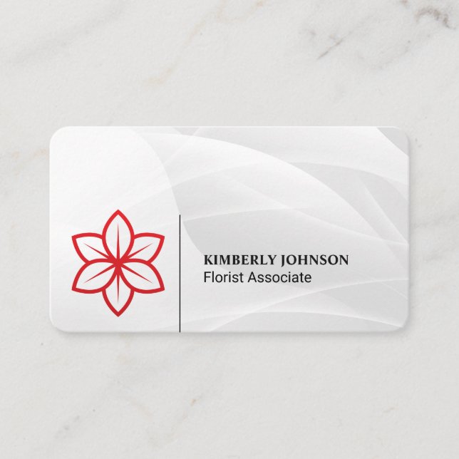 Stylized Red Flower Logo Business Card (Front)