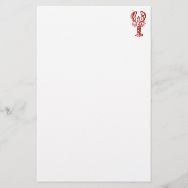 Stylized Red Lobster Stationery (Front)