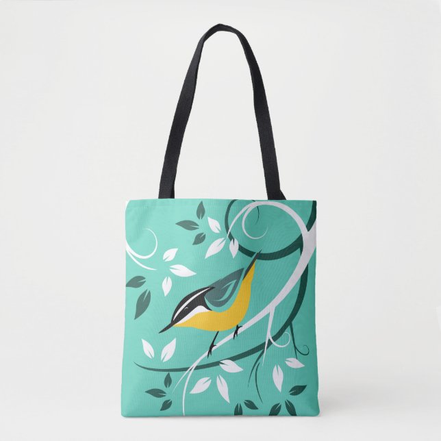 Stylized Red Nuthatch Tote Bag (Front)