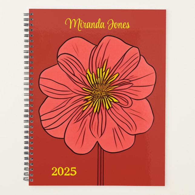 Stylized Red Poppy Personalized   Planner (Front)