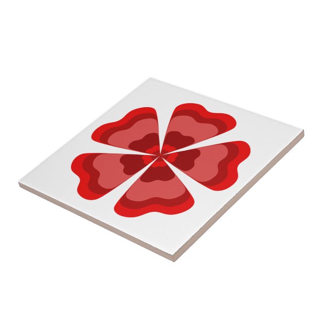 Stylized Red Retro Flower  Ceramic Tile (Side)