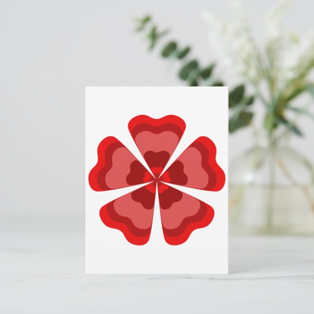Stylized Red Retro Flower  Postcard (Standing Front)