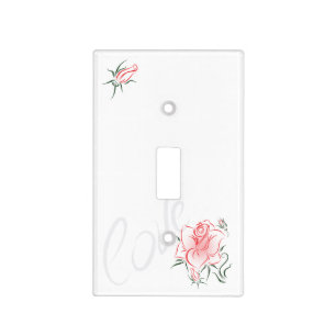 Stylized Red Rose and Love Light Switch Cover