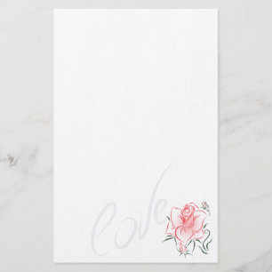 Stylized Red Rose and Love Stationery