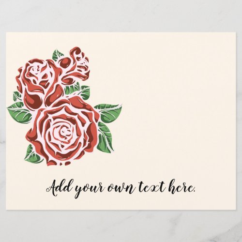 Stylized Red Roses Journal Scrapbook Paper