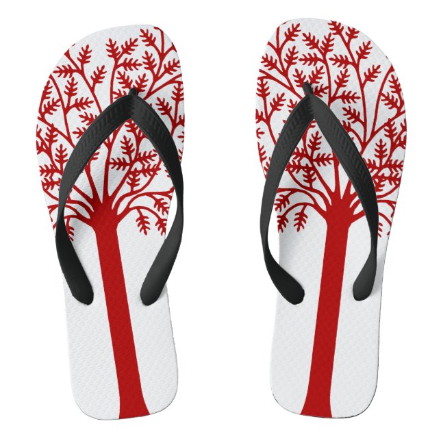 Stylized Red Tree Flip Flops (Footbed)