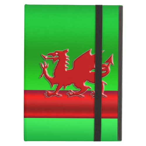 Stylized Red Welsh Dragon on green metallic effect iPad Air Cover