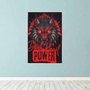 Stylized Red Wolf Dark Howl Energy Canvas Print