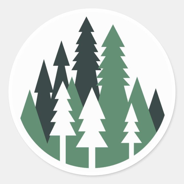 Stylized representation of a forest  classic round sticker (Front)