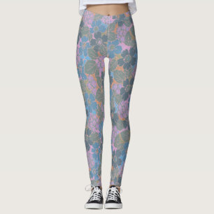 Stylized Retro Floral Pattern Leggings