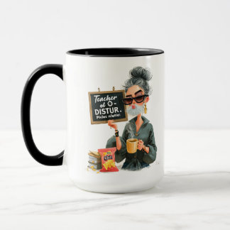  Stylized Retro Illustration of a Man with Chips  Mug