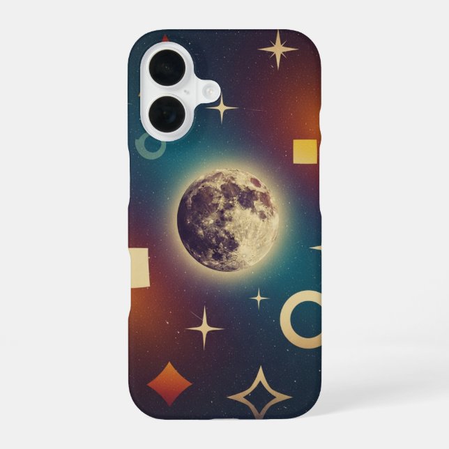 Stylized Retro Moon Design iPhone Case (Back)