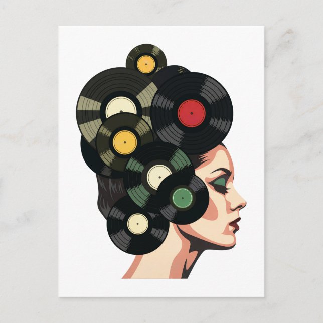 Stylized Retro Vinyl Record Poster Art Postcard (Front)